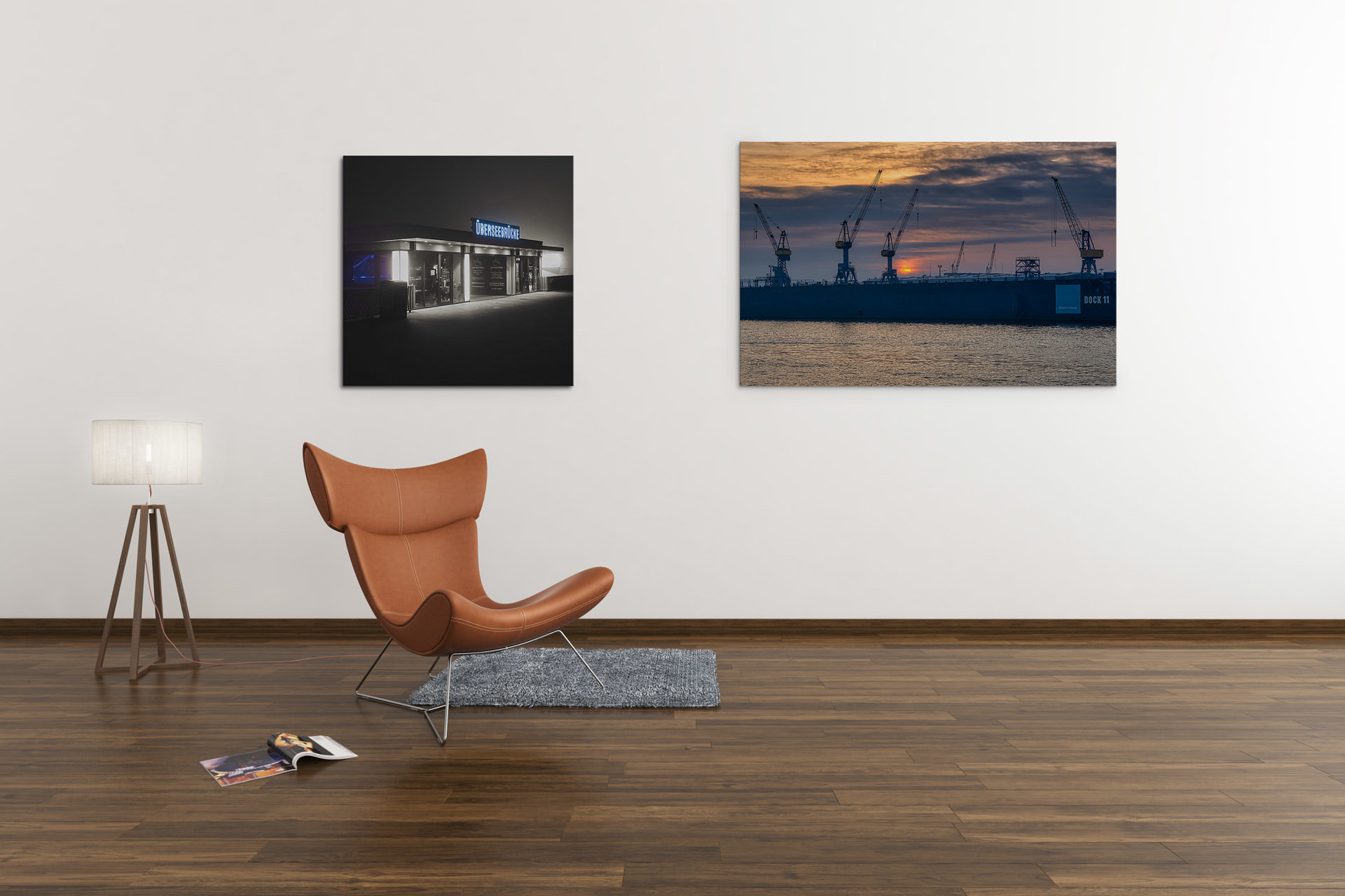 Unser Showroom - Vorschau der Hamburg Bilder 11 Überseebrücke bei Nacht - Trockendock B+V