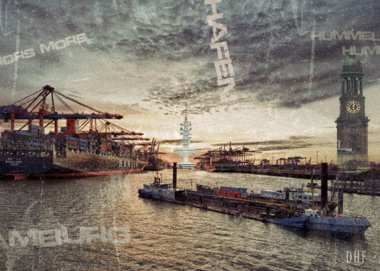 Hamburg Panorama Wand- und Leinwandbilder 6 Hamburg Hafen Blick Pano