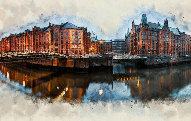 Abstrakte Hamburg Bilder wie gemalt - Tolle Bildbearbeitungen 11 Hamburg Michel, Abstrakte Kunst, Architektur, Gebäude, Hell, Kunst, Natur, Schnee, Statue, Turm, Ungesättigt, Wand, Winter