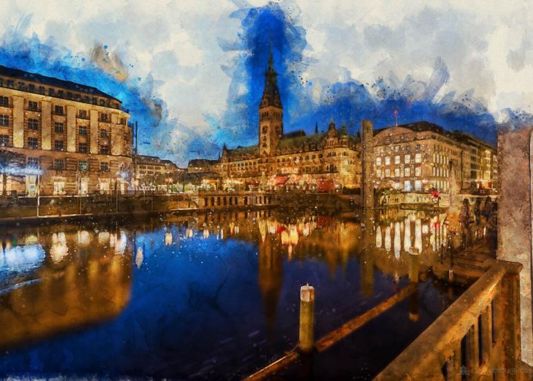 Abstrakte Hamburg Bilder wie gemalt - Tolle Bildbearbeitungen 17 Hamburg Michel, Abstrakte Kunst, Architektur, Gebäude, Hell, Kunst, Natur, Schnee, Statue, Turm, Ungesättigt, Wand, Winter